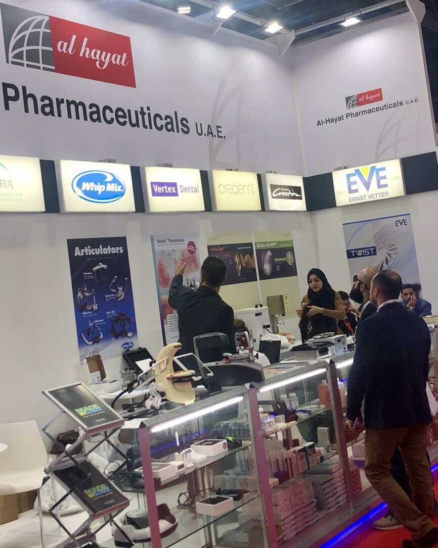 Al-Hayat Pharmaceuticals U.A.E. showcase many international companies at its booth at AEEDC Dubai 2019 (Photograph: DTI)