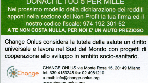 Un aiuto per l'Associazione Change-Onlus